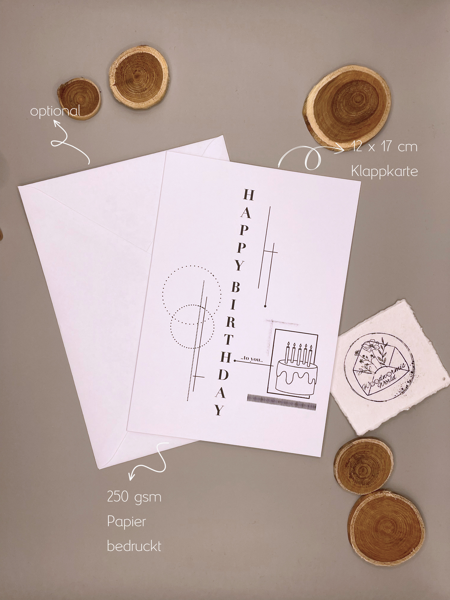 Happy Birthday Karte Fine Line | 12 x 17 cm Klappkarte
