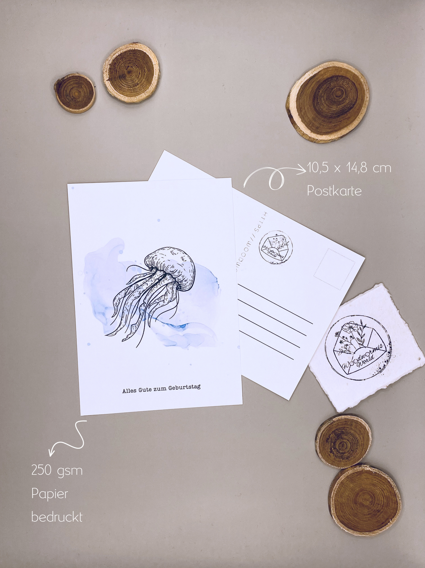 Oceanlovers Geburtstagskarte Qualle | 10,5 x 14,8 cm Postkarte