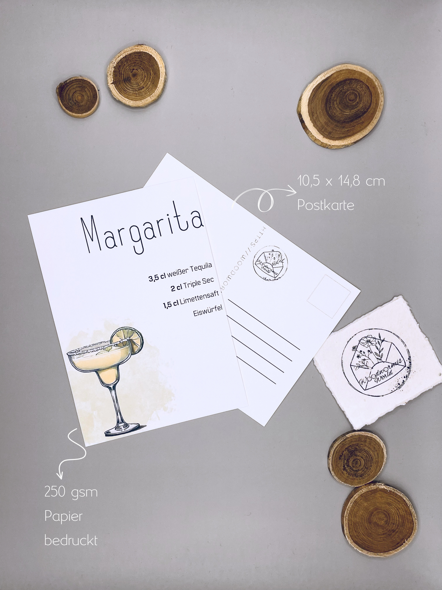 Cocktailkarte Margarita Rezept | 10,5 x 14,8 cm Postkarte