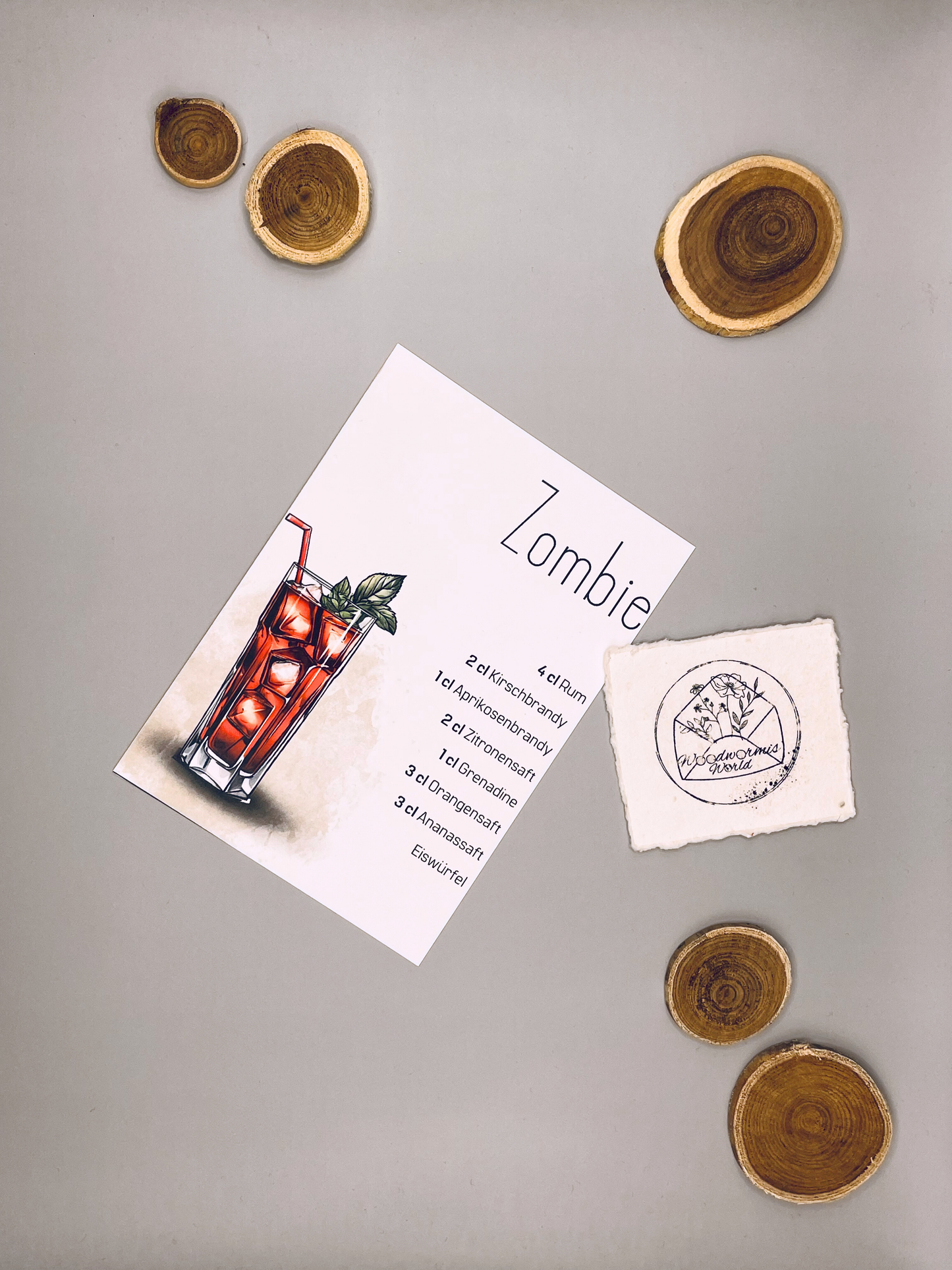 Cocktailkarte Zombie Rezept | 10,5 x 14,8 cm Postkarte