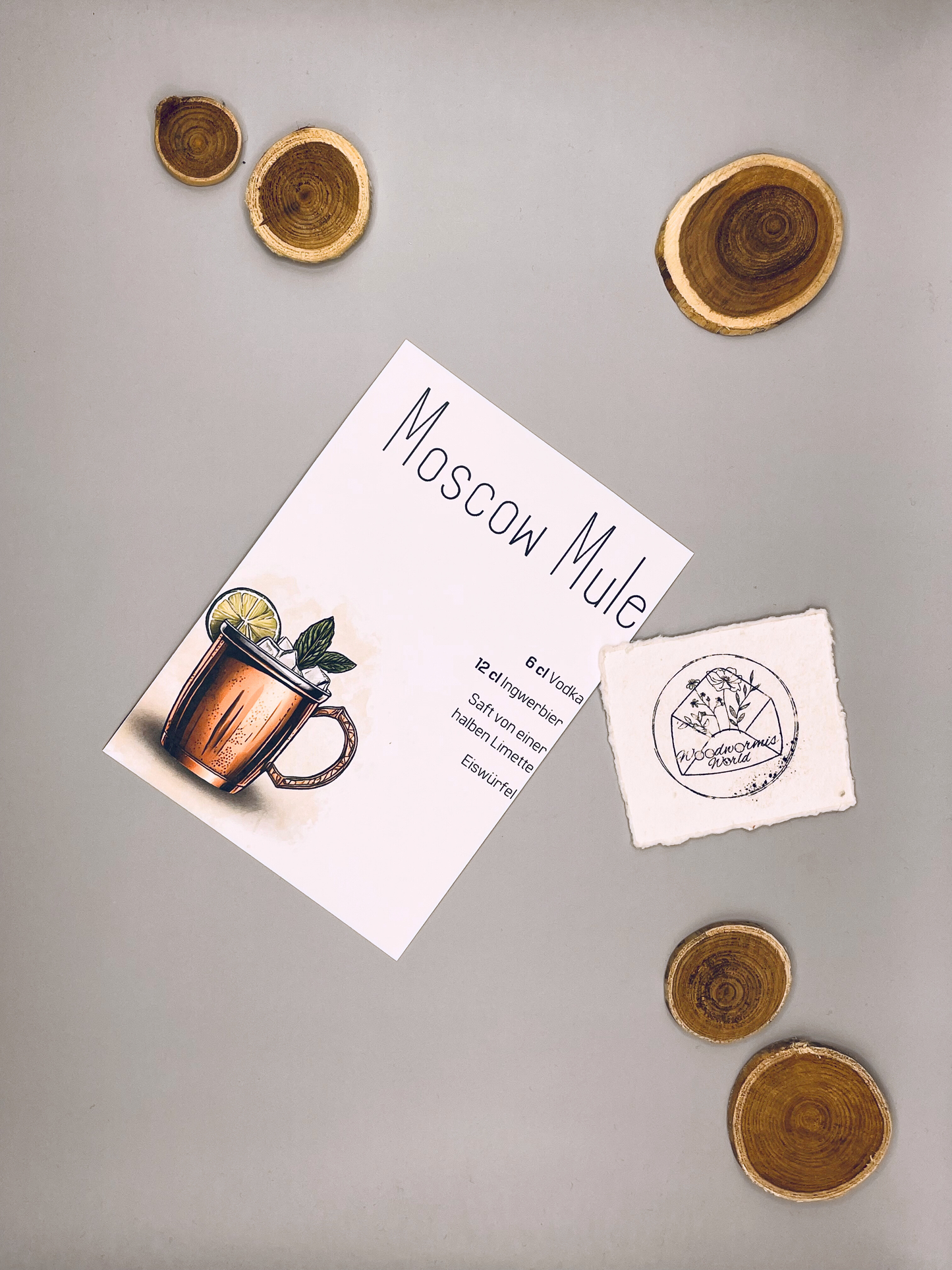 Cocktailkarte Moscow Mule Rezept | 10,5 x 14,8 cm Postkarte