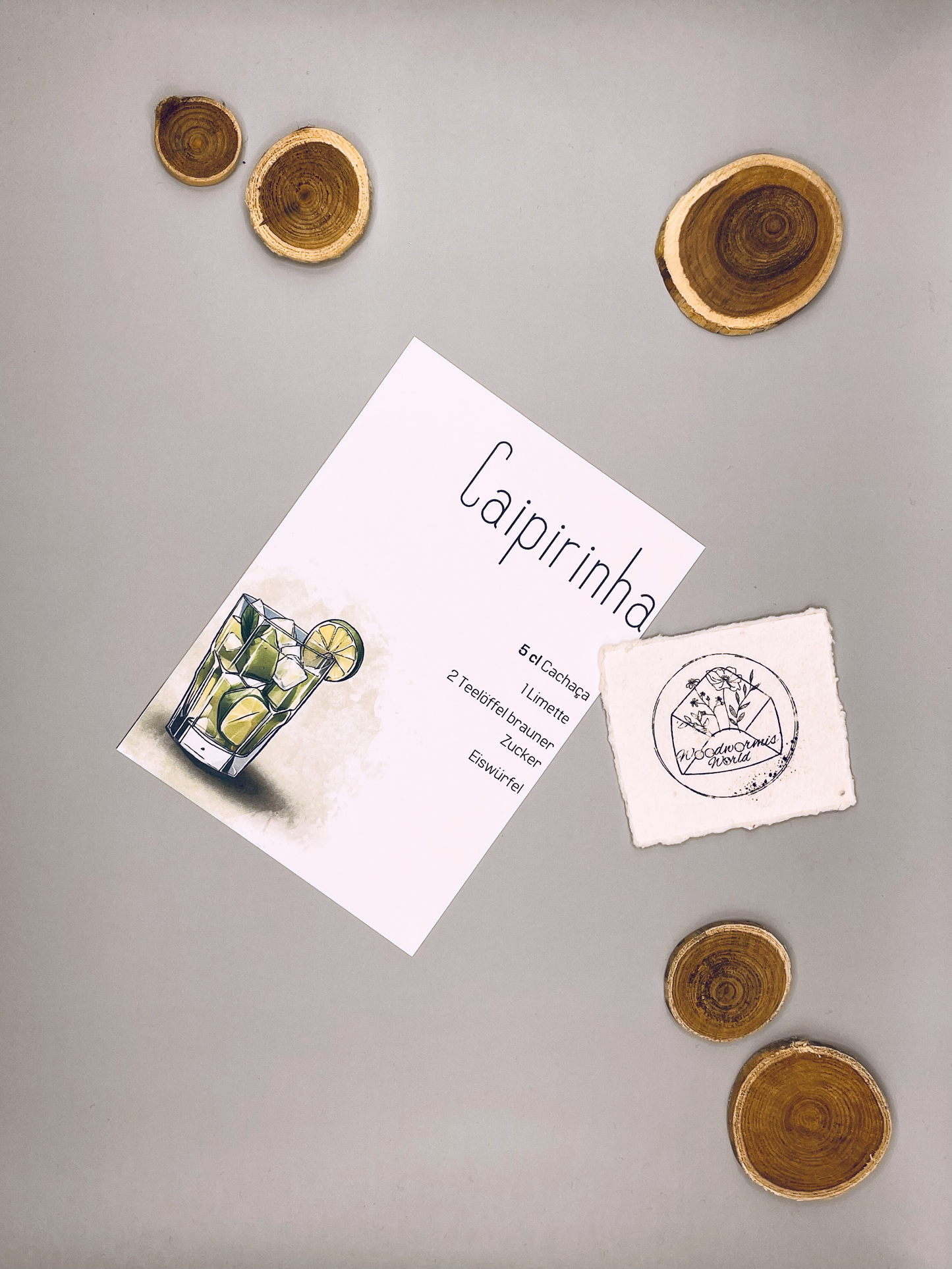 Cocktailkarte Caipirinha Rezept | 10,5 x 14,8 cm Postkarte