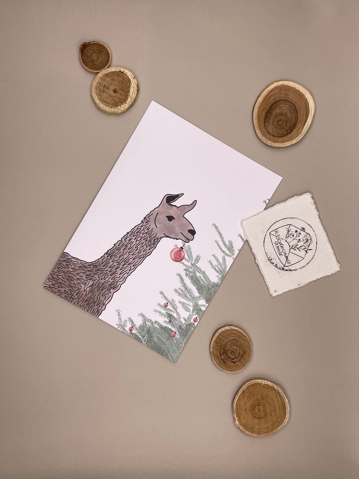 Weihnachten mit einem Lama | 12 x 17 cm Klappkarte