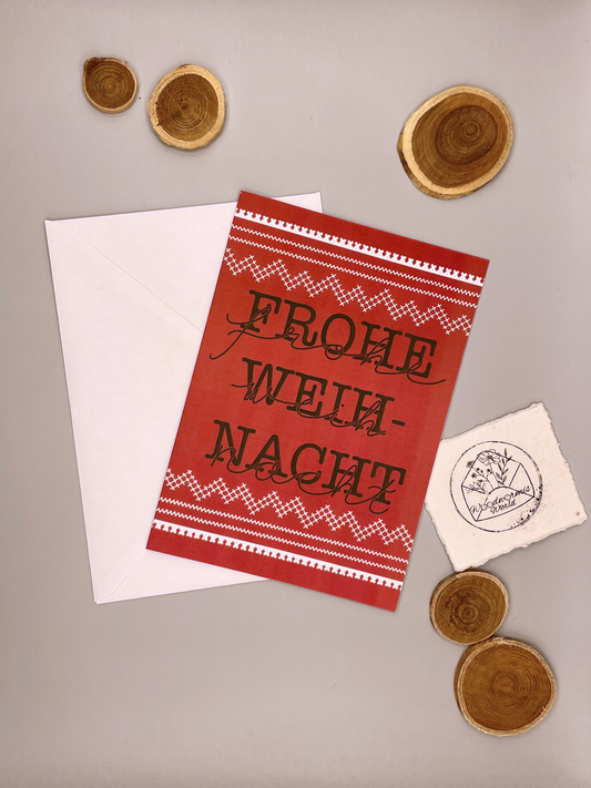 Weihnachtskarte Strickpullidesign | 12 x 17 cm Klappkarte