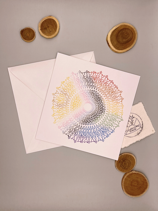 Pridekarte Geschlechtssymbolmandala Prideflag| 15 x 15 cm Klappkarte