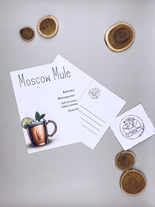 Cocktailkarte Moscow Mule Rezept | 10,5 x 14,8 cm Postkarte