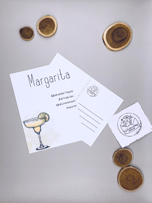 Cocktailkarte Margarita Rezept | 10,5 x 14,8 cm Postkarte