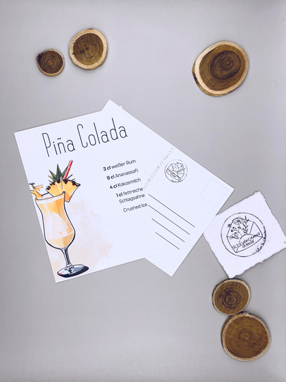 Cocktailkarte Piña Colada Rezept | 10,5 x 14,8 cm Postkarte