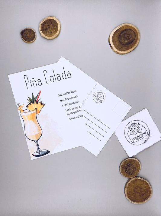 Cocktailkarte Piña Colada Rezept | 10,5 x 14,8 cm Postkarte