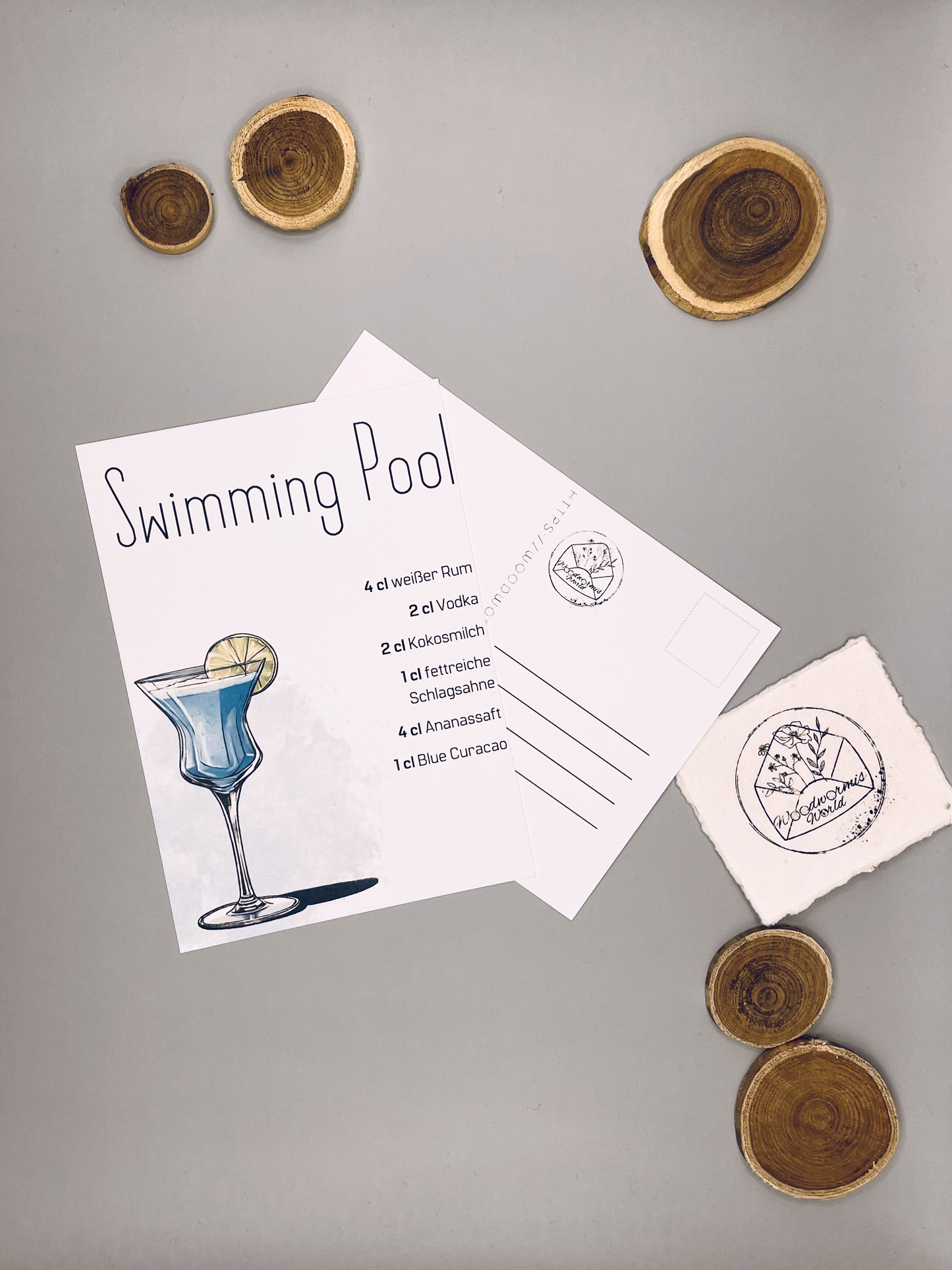 Cocktailkarte Swimming Pool Rezept | 10,5 x 14,8 cm Postkarte