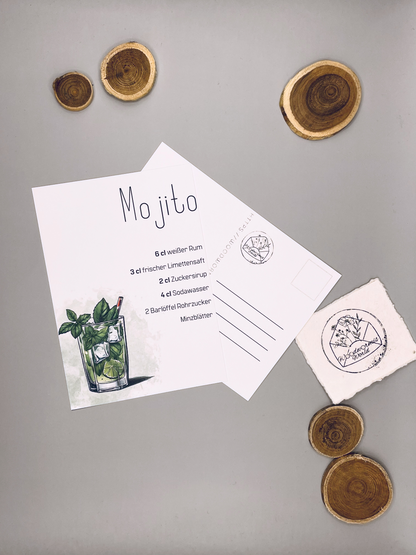 Cocktailkarte Mojito Rezept | 10,5 x 14,8 cm Postkarte