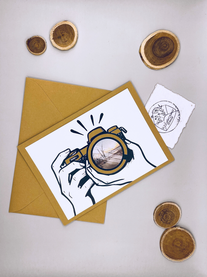 Kamerakarte auch als Gutscheinkarte nutzbar | Feldblick | 12 x 17 cm Klappkarte