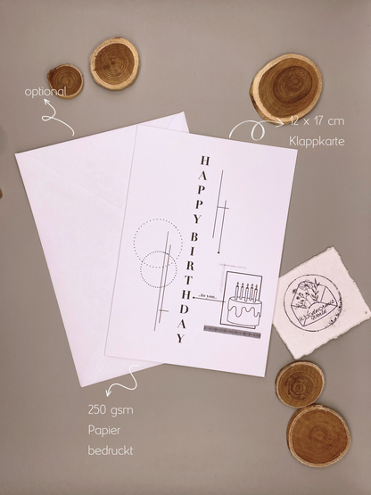 Happy Birthday Karte Fine Line | 12 x 17 cm Klappkarte