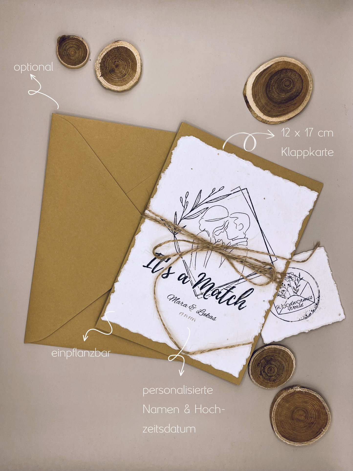 Hochzeitskarte "It's a match | Saatgutkarte zum Einpflanzen  | 12 x 17 cm Klappkarte