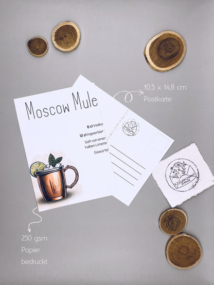 Cocktailkarte Moscow Mule Rezept | 10,5 x 14,8 cm Postkarte