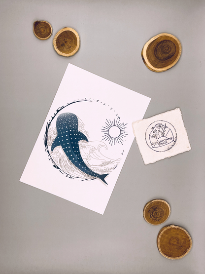 Oceanlover Karte mit Walhaimotiv | 12 x 17 cm Klappkarte