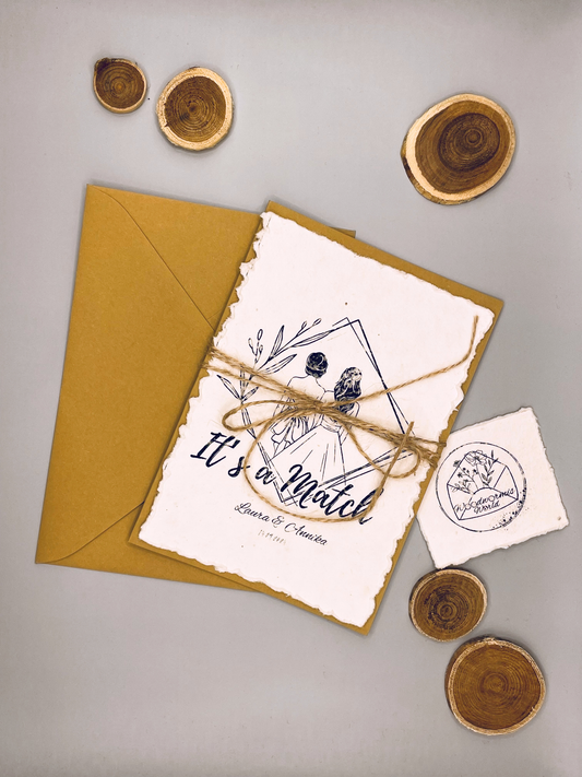 Hochzeitskarte "It's a match" gleichgeschlechtliches Paar Frauen | Saatgutkarte zum Einpflanzen  | 12 x 17 cm Klappkarte