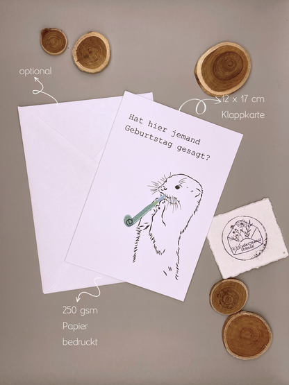 süße Geburtstagskarte mit Ottermotiv | 12 x 17 cm Klappkarte