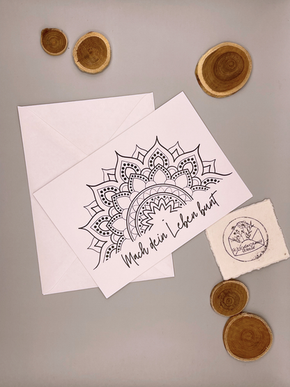 Mandalakarte zum Ausmalen | 12 x 17 cm Klappkarte