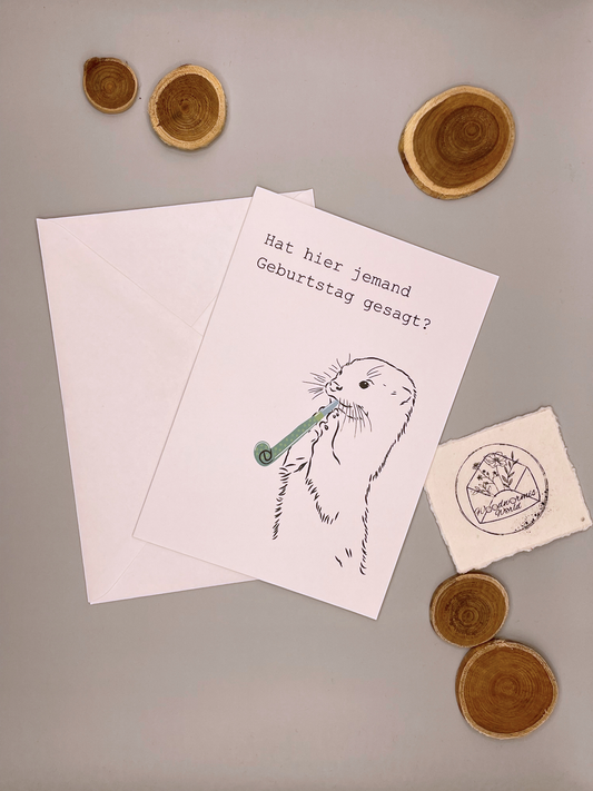 süße Geburtstagskarte mit Ottermotiv | 12 x 17 cm Klappkarte