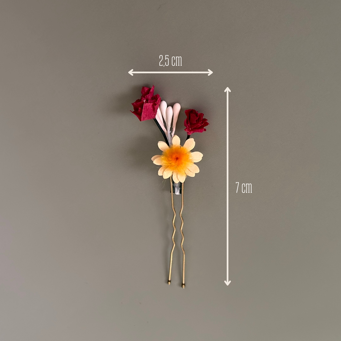 Haarnadel Schleierkraut und Gänseblümchen Maße